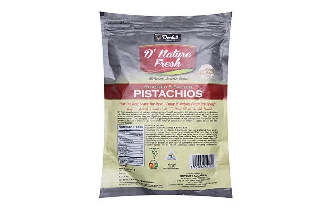 D'nature Fresh Roasted & Salted Pistachios    Pack  200 grams